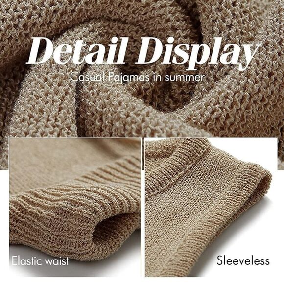 NWT KIRUNO Women’s Sleeveless V Neck Lounge Set, Knitted, Drawstring Shorts - Picture 4 of 6